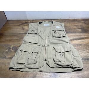 Vintage FujiFilm Camera Vest Mens Large Brown Multi Pocket Photographer 90s